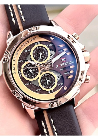 Naviforce Deri Kordon İç Fonksiyonları Aktif 3 Atm Suya Dayanıklı Erkek Kol Saati E.nvf.k.9110