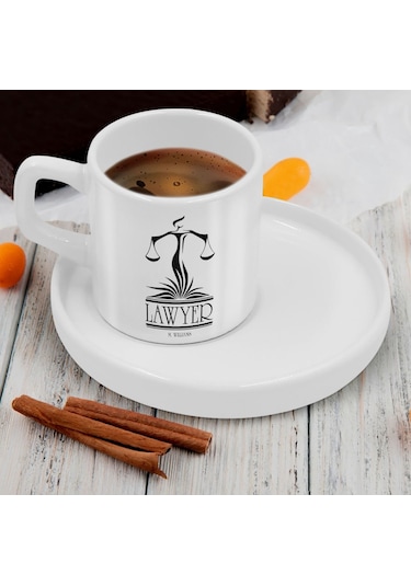 Bk Gift Kişiye Özel Sunum Tabaklı Avukat Tasarımlı Kahve Fincanı-4, Sevgiliye Hediye, Arkadaşa Hediye, Avukata Hediye Kobitmeyen137768 Bk Gift