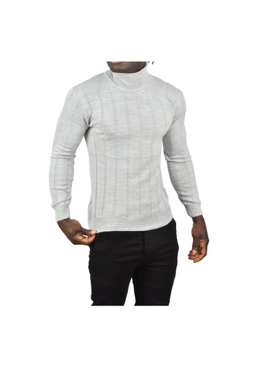 Deepsea Erkek Gri Slim Fit Likralı Tam Balıkçı Yaka Çizgili Boğazlı Kazak 2505504 Gri Deepsea Erkek Gri Slim Fit Likralı Tam Balıkçı Yaka Çizgili Boğazlı Kazak 2505504 Gri