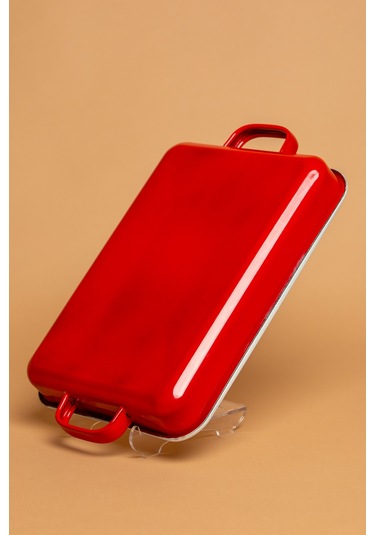 La Vita Rossa Vintage Emaye Kulplu Kırmızı Fırın Tepsisi Ebutay Kırmızı