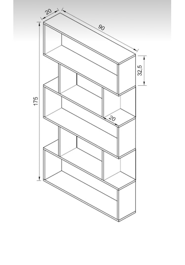 Venfa %100 Mdf Beyaz 6 Raflı Kitaplık