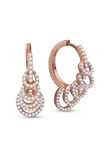 Halkalı Gümüş Küpe Monaco  Rose