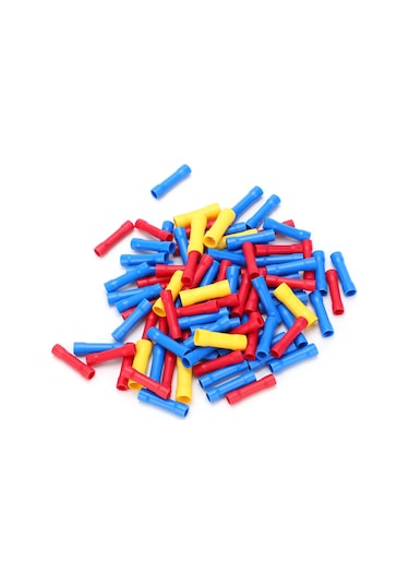 Youtek 100 Adet Tam Isoleli Su Geçirmez Bakır Terminale, Isıl Daraltmalı Kablolu Bağlayıcı Kırmızı-mavi-sarı , Yangın Dayanıklı Soğuk Presli Uygulama