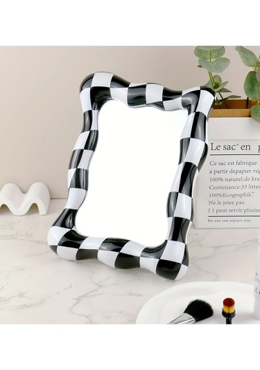 Caş Dekorasyon Siyah Ve Beyaz Renk Masa Aynası Siyah