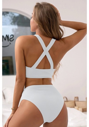Kadın Beyaz Çapraz Sırt Detaylı Iç Çamaşır Takımı Beyaz