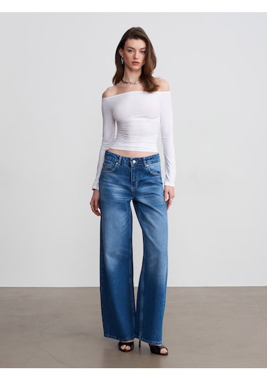 Dilvin 32675 Omuzları Açık Top-beyaz