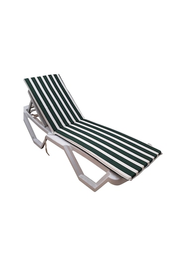 Mirzademarket Şezlong Minderi Median Pam./Pol. Kumaş Fermuarlı-Yeşil/Beyaz