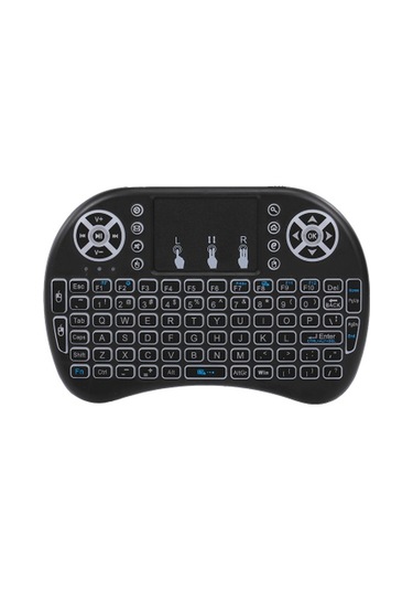 Air Keyboard 2.4g Kablosuz Rf Uzaktan Kumanda Arka Aydınlatmalı Multimedya Uzaktan Dokunmatik Yüzey Şarj Edilebilir Kombolar El Klavyesi Siyah