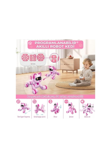 Akıllı Robot Kedi - Uzaktan Kumandalı, Dokunmatik, Programlanabilir, Dans Eden Eğitici Oyuncak Çok Renkli
