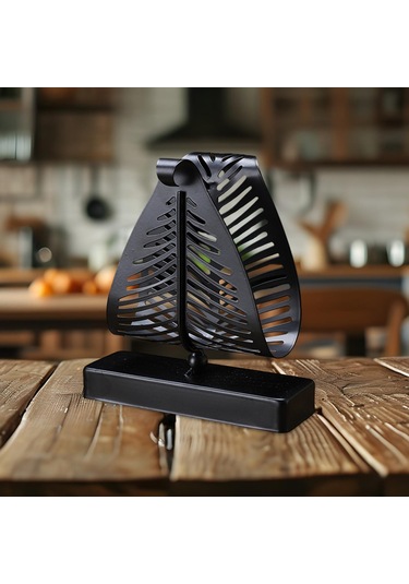 Homyl Peçetelik Tezgah Üstü Mendil Rafı Dikey Metal Kağıt Siyah