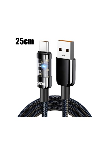 Maerknon240w 10a Usb C Hızlı Şarj Kablosu Qc3.0 Led Ekranlı Samsung Xiaomi Huawei Oppo Uyumlublack90 Cm