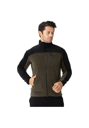 Crozwise Erkek Tam Fermuarlı Polar Sweat Haki 6051-04 Haki