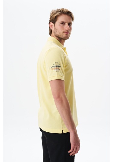 Arma Erkek Battal Büyük Beden Baskılı % 100 Pamuk Pike Polo Yaka Tişört Y29374870502 Sarı