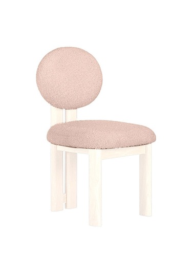 Coco İskandinav Teddy Natural Ahşap Bohem Sandalye Beyaz - Krem