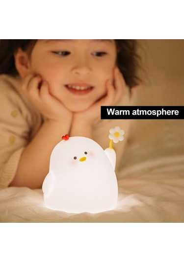 Moe Tavuk Pat Işık Yatak Odası Yumuşak Işık Bebek Besleme Göz Koruma Gece Lambası Oda Başucu Dekoru Beyaz