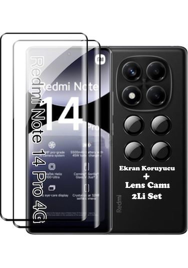 Redmi Note 14 Pro 4g Kamera Lens Koruma Camı + Ekran Koruyucu Cam