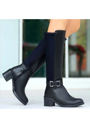 Biçomi Emrat Siyah Cilt Topuklu Çizme Çok Renkli