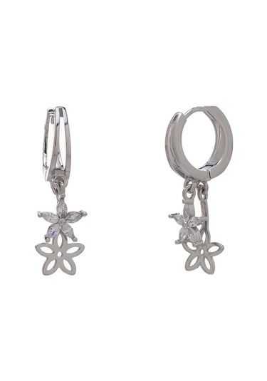 Çiçek Model-2 925 Ayar Gümüş Zirkon Taşlı Kadın Küpe Gümüş