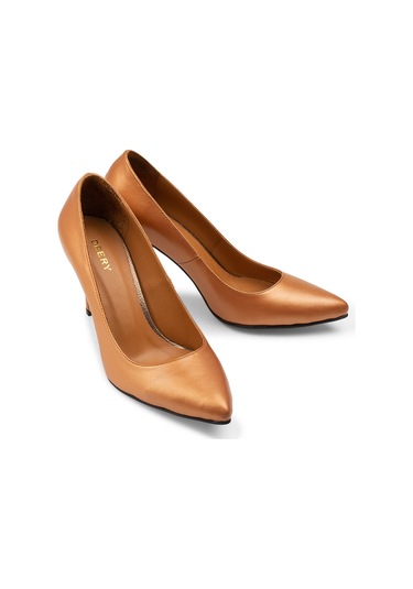 Deery Hakiki Deri Bronz Rengi Stiletto Kadın Topuklu Ayakkabı - D2029zbrnm01 Bronz