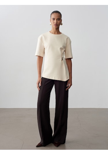 Dilvin 32445 Aksesuar Detaylı Basic T-shirt-taş Taş