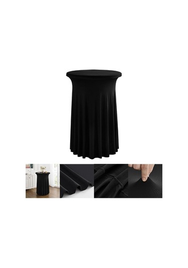 Sones Simple Premium Feeling İş Konferansı Kokteyl Bar Örtüsü Yuvarlak Sundress Streç Masa Örtüsü, Boyut: 80x110cm Siyah Siyah