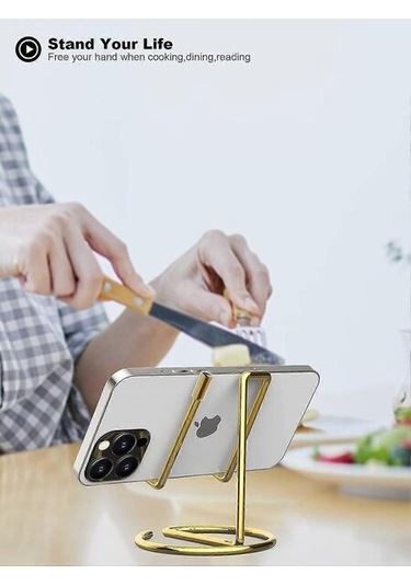 Mobil Telefon Standı, Masa İçin Telefon Standı, Ofis Taşınabilir Sevimli Mobil Telefon Tutucu, Tüm Cep Telefonlarıyla Uyumlu Altın