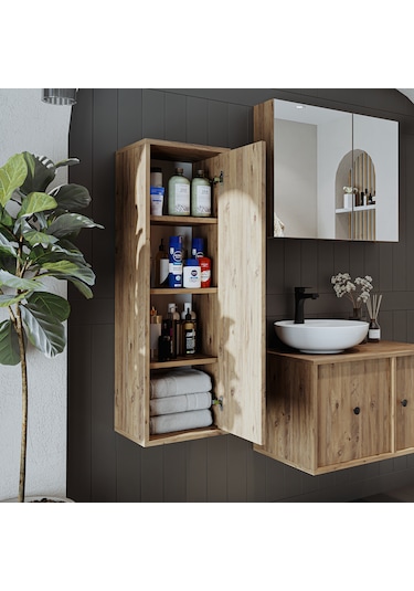 Banyo Dolabı Mat Mdf 110 X 35 Cm Banyo Boy Dolabı Atlantik Atlantik Çam