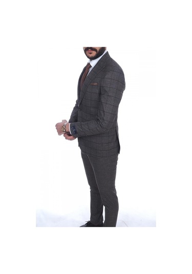 Jan Carlucci Slimfit Yelekli Drop 6 Takım (476562242) Açık Kahverengi