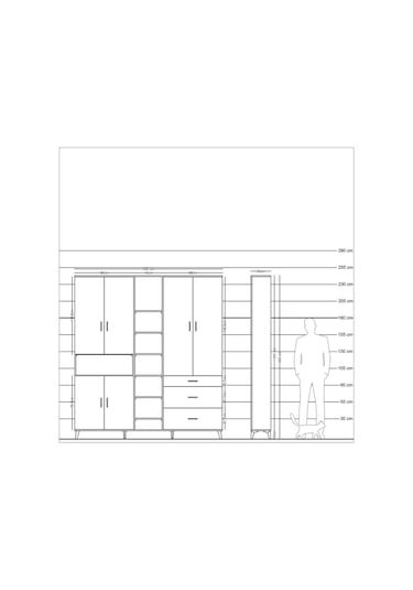 Arges Dolap 13 Raflı 3 Çekmeceli 6 Kapaklı 220x30x243 Çam-çam/aytaşı Atlas Çam/aytası