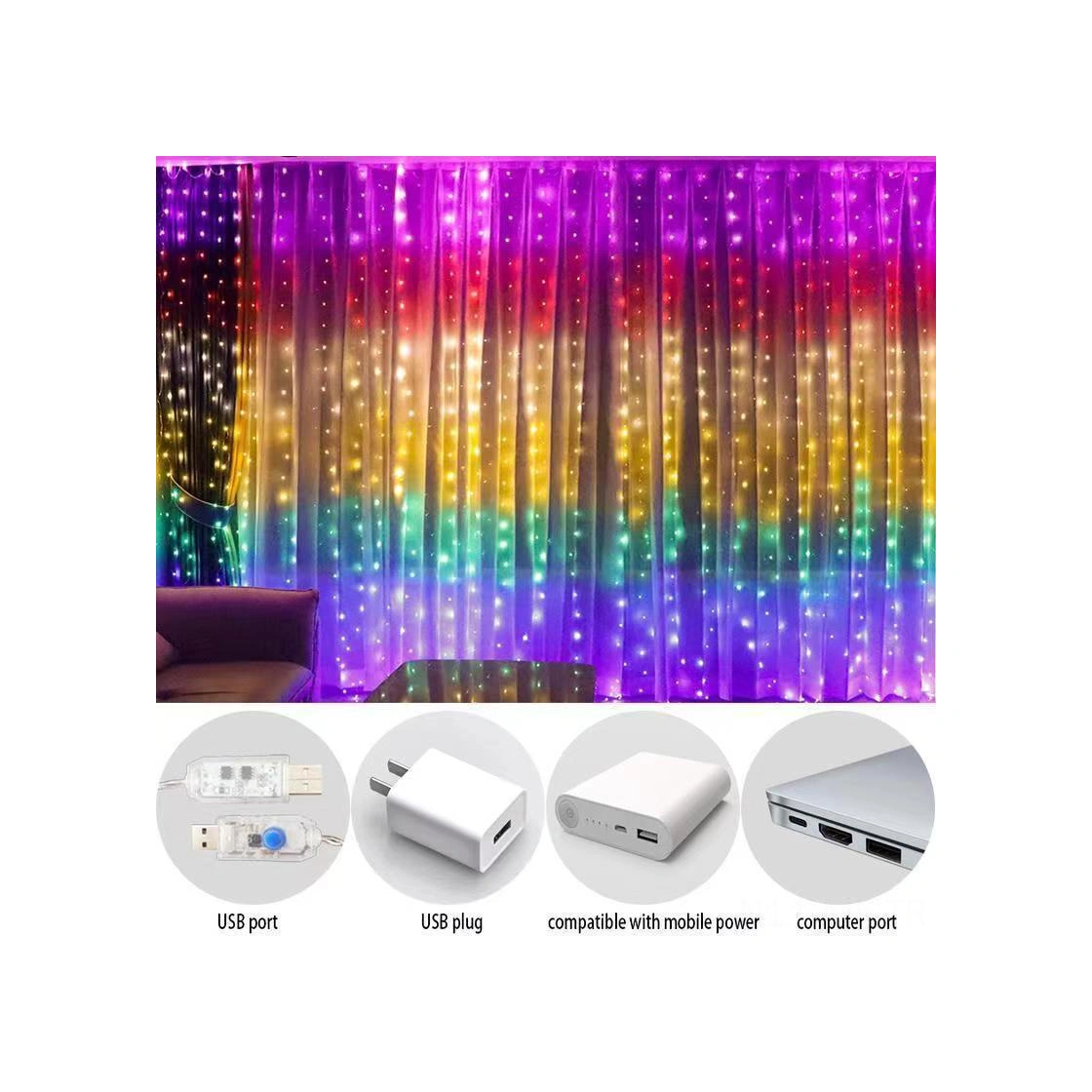 Mufunye Yatak Odası Pencere Dekorasyon Işığı - 3m 300 Led Işık Zinciri, Uzaktan Kumanda Ve Düğme Pil Dahil, Ambiyans Aydınlatma Beyaz