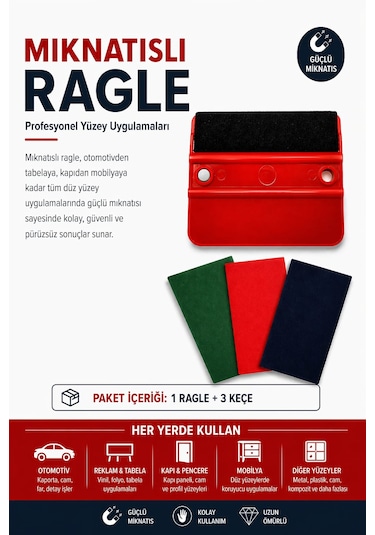 Mıknatıslı Keçeli Ragle Keçesi Değiştirilebilir Yedek Keçeli