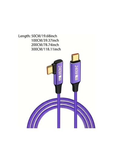 Sunshine011 240w Usb C Hızlı Şarj Kablosu İphone Uyumlu 15 Pro Max Samsung Galaxy S24 Xiaomi Macbook Ps5 Switch 90 Derece