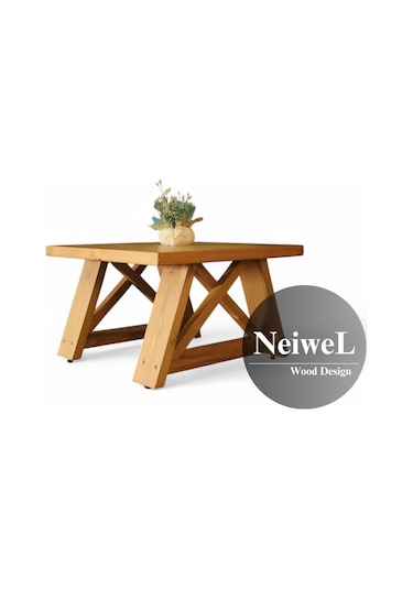 Neiwel Hale Doğal Ahşap Ofis Sehpa-60-60 Açık Ceviz