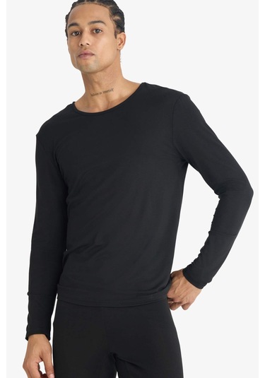 Defacto Slim Fit Dar Kesim Bisiklet Yaka Uzun Kollu Üst G2561ax25wnbk27 Siyah-bk27