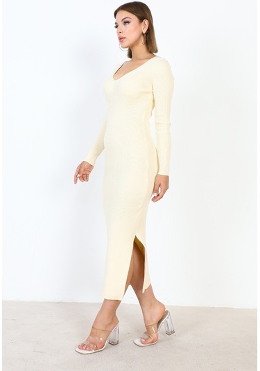 Basıc Triko Elbise 23aj0038 - Bej