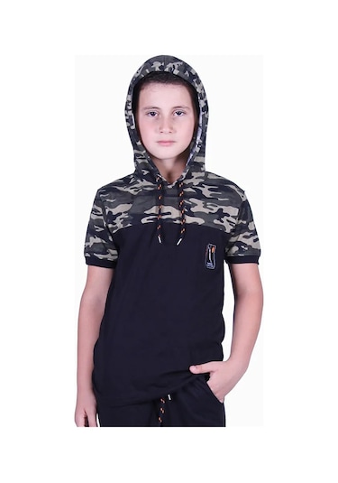 Markahit Kamuflaj Desenli T-shirt Erkek Çocuk Yeşil