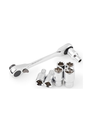 Pazly Tornavida Soket Hızlı Cırcır Çift Anahtarı 14" Inch Rod