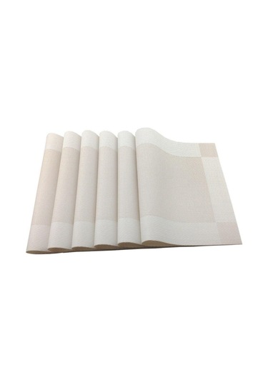 Bej Mavi 6 Adet/grup Placemat Yemek Sofra Takımı Bej Pvc Masa Mat Placemats Pedleri Kase Coaster Mutfak Aksesuarları Bej