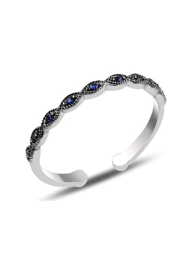 Gümüş Ayarlamalı Safir Taşlı Ince Yüzük