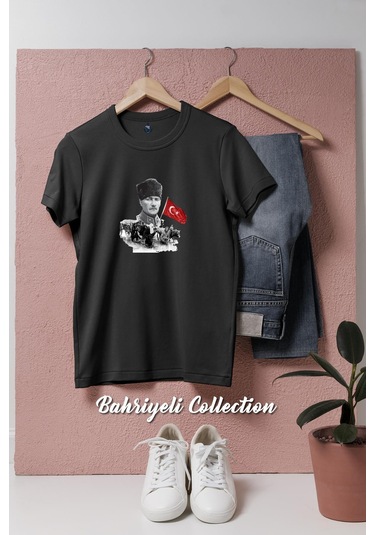 Oversize Mustafa Kemal Atatürk Tasarımlı Unisex T-shirt Siyah