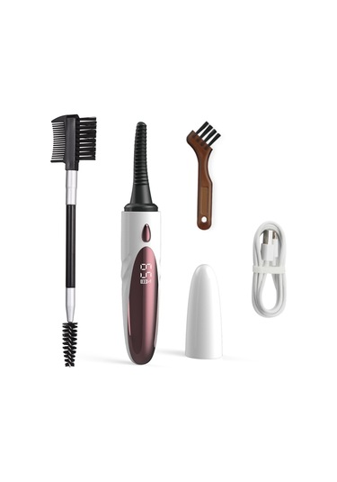 Shineyee Ayarlanabilir Isılı Elektrikli Kirpik Maşası, Silikon Fırça, Ekranlı, Temizleme Fırçası Ve Çift Taraflı Kirpik Fırçası Dahil