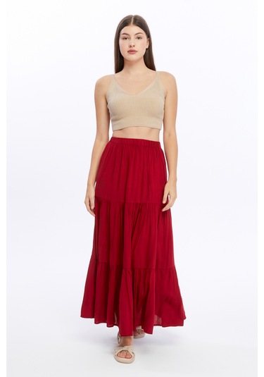 Anabel Uzun Etek Kırmızı