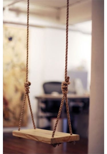 KONYALPG Dekoratif Dogal Ahşap Jut Halatlı Salıncak Büyük Boy Sal Doğal