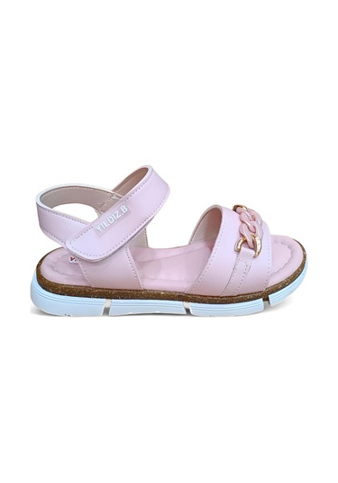 Kız Çocuk Kolay Cırt Cırt Bağlamalı Yumuşak Ortopedik Düz Taban Yazlık Sandalet Pudra Renk 001