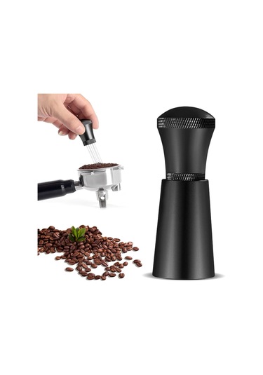 Honmex Espresso Kahve Tozu Karıştırıcı Seti: Alüminyum Kollü, 7+10 Paslanmaz Çelik İğne Ve Tabanlı Tutucu Siyah Siyah