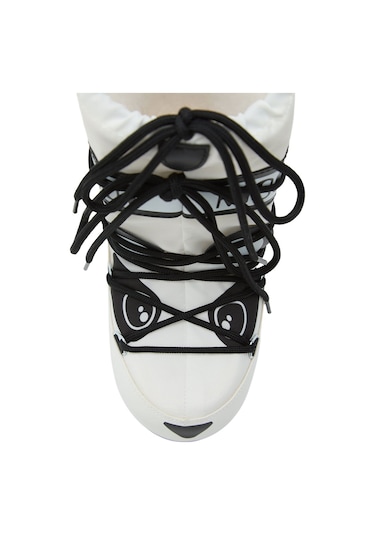 Na02 Black White Bot Kız Çocuk 80d3400300 Moon Boot Icon Junior Animal Boots Çok Renkli