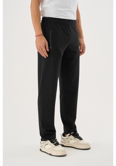 Shooter Sportswear Erkek Antrasit Mevsimlik Eşofman Altı Beli Lastikli Bağcıklı Rahat Kalıp Siyah