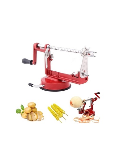Dancemonkey Cbtx 3'ü 1 Arada Çok Fonksiyonlu Meyve Soyma Dilimleme Makinesi Kırmızı, Meyve Sıkma Ünitesi Dahil Kırmızı
