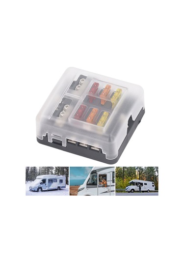Moveevo 6 Yollu Ato/atc Bıçak Sigorta Kutusu - 12-24v Dc, Led Gösterge, Su Geçirmez Kapak, Otomobil Ve Gemi İçin, 20a Her Devre, Pbt Vücut 100