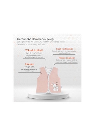 Gezenbebe Hero Bebek Yeleği Pembe